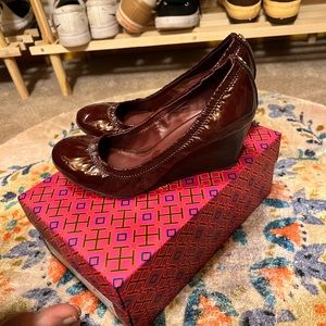 Dark red Tory Burch wedges size 7